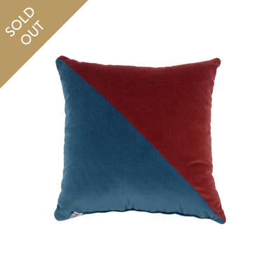 Luxurious cushion square Carrè Diagonal in solid color velvet