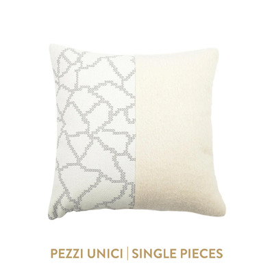 Luxurious cushion square Carrè Bis in multicolor/pattern fabric