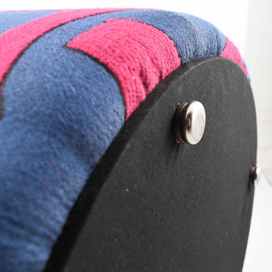Luxurious round Pouf in geometric fabric