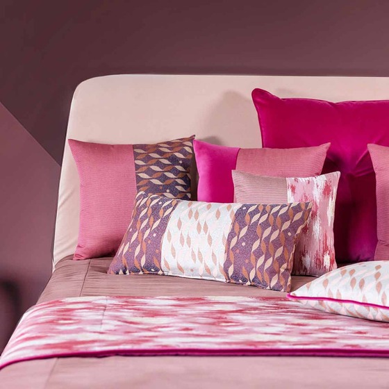 Luxurious cushion square Carrè Bis in multicolor/pattern fabric