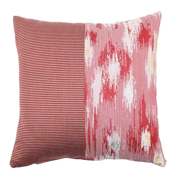 Luxurious cushion square Carrè Bis in multicolor/pattern fabric