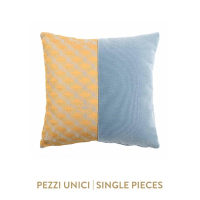 Luxurious cushion square Carrè Bis in multicolor/pattern fabric