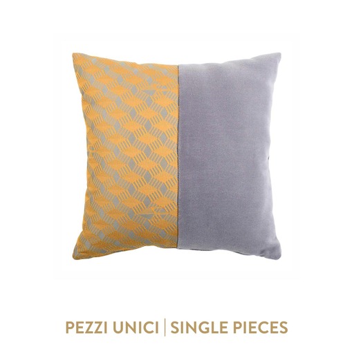 Luxurious cushion square Carrè Bis in multicolor/pattern fabric