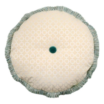 Luxurious cushion round Rotondo in geometric fabric with piping Marabot