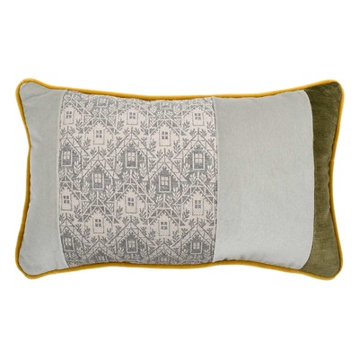 Luxurious cushion rectangular Bandè in multicolor/pattern fabric