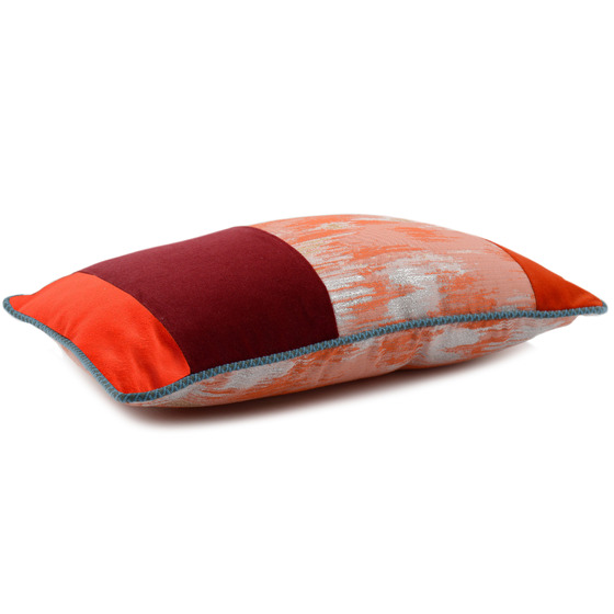 Luxurious cushion rectangular Bandè in multicolor/pattern fabric