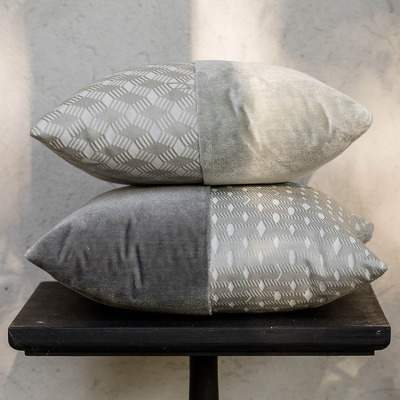 Luxurious cushion square Carrè Bis in multicolor/pattern fabric