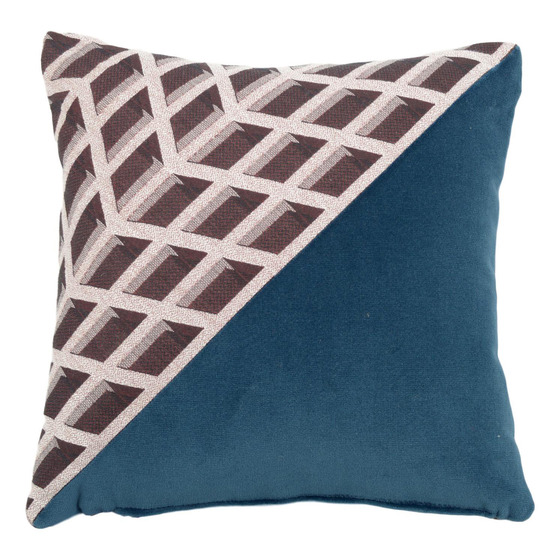 Luxurious cushion square Carrè Diagonal in multicolor/pattern fabric