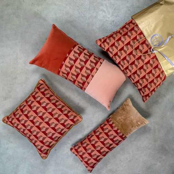 Cuscino d'arredo quadrato Carrè in tessuto geometrico